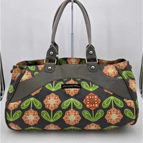 Petunia Pickle Bottom Handbags - Chic Floral Tote Bag in Gray and Orange
